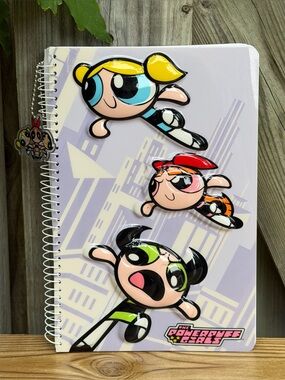 The Powerpuff Girls 1999 Cartoon Network Vintage Spiral Notebook Puffy Front